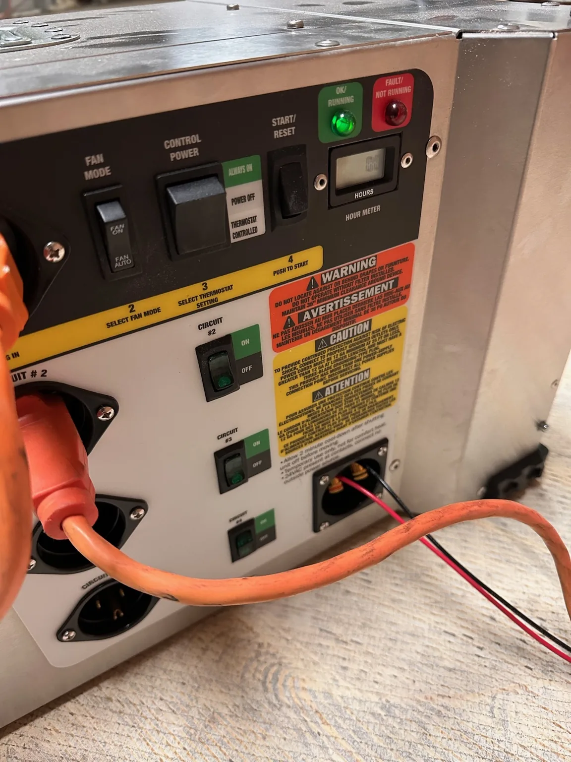 Drying equipment operating/control panel documented in the field.