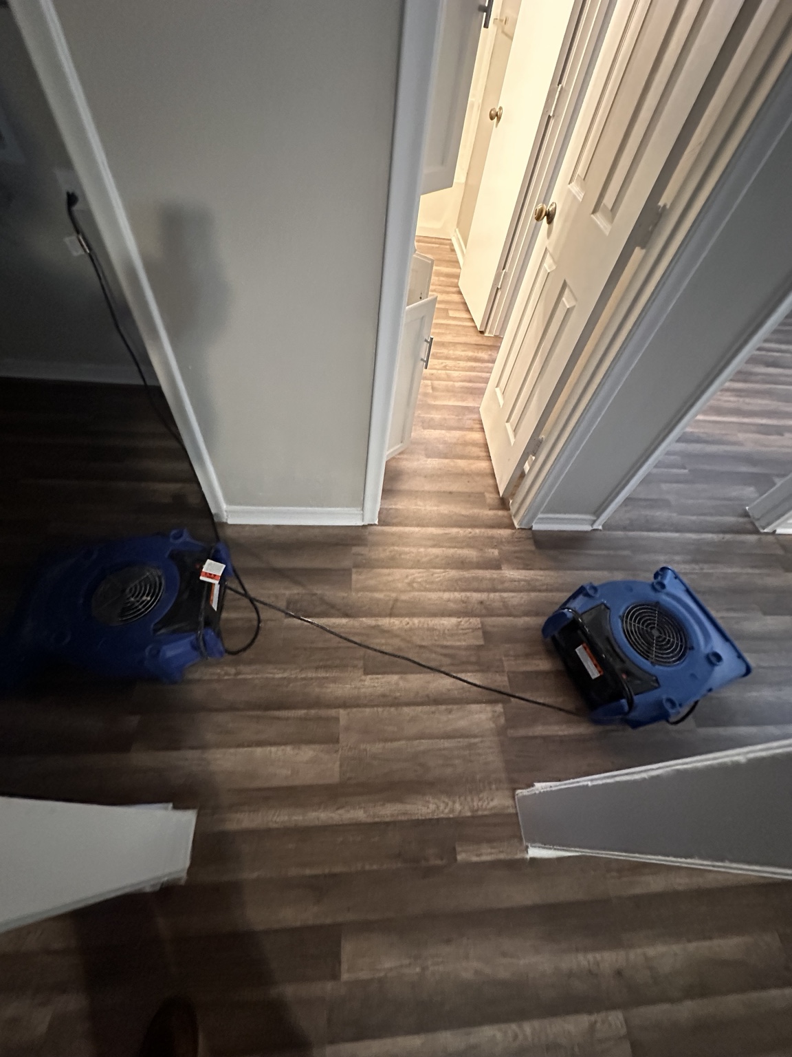 Air movers in hallway